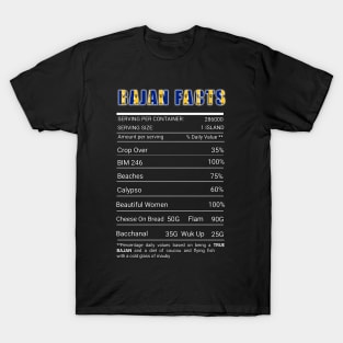 Bajan Nutrition Facts Funny Barbados Barbadian Pride T-Shirt